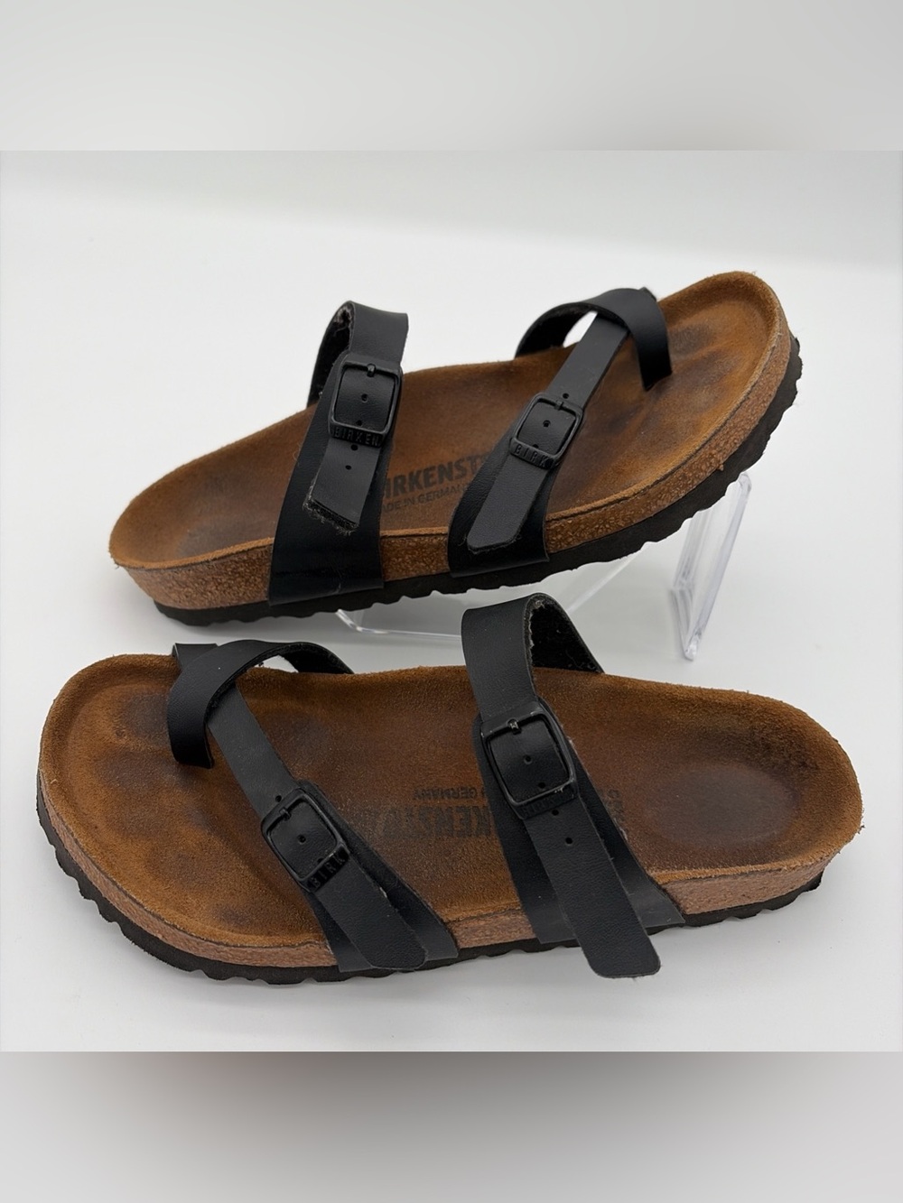 BIRKENSTOCK Mayari Leather Black Birks Sandals Size 38 Summer Casual Comfortable - Picture 2 of 7